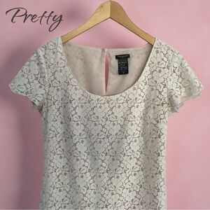 TALULA Classic Baby Pink Lined Cream Laced Mini Dress Small